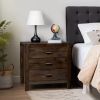 Wood Nightstand End Side Table With 3 Drawer For Living Room, Bedroom