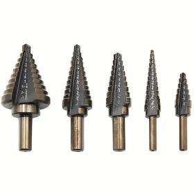 5pcs Baked Yellow Hair Black Step Drill Triangular Shank High-speed Steel Pagoda Drill Hole Opener Set (Option: 5pcs)