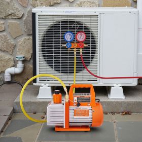 4 CFM 1/3 HP HVAC Single Stage Rotary Vane Vacuum Pump And Manifold Gauge Kit (Option: Orange)