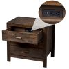 Wood Nightstand End Side Table With 3 Drawer For Living Room, Bedroom