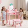 White MDF Spray-painted 1-drawer 2-desktop Storage Box Children's Dressing Table Set With Apple Print