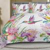 3pcs Colorful Bird Flower Design Quilt Set Soft Warm Bedding Set Include 1 Quilt And 2 Pillowcases For Home Bedroom Decor All Season