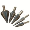 5pcs Baked Yellow Hair Black Step Drill Triangular Shank High-speed Steel Pagoda Drill Hole Opener Set