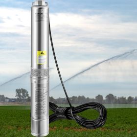 Deep Well Submersible Pump, 1HP 230V/60Hz, 37gpm Flow 207ft Head, With 33ft Electric Cord, 4" Stainless Steel Water Pump For Industrial, Irrigati (Option: Natural)