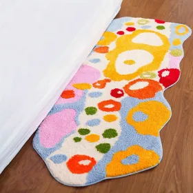 Colorful Cartoon Rugs, Colorful Flower Floor Mats, Cute And Beautiful Bedroom Rugs, Super Soft Bedroom Area Rugs, Non-Slip Quick Drying Long Bath (Option: colorful)