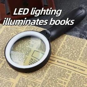 The Handheld Magnifying Glass With Light Is Suitable For Reading Books And Newspapers, Repairing Instruments, Observing Insects, And Is Also An I (Option: LEDMagnifyingGlass)